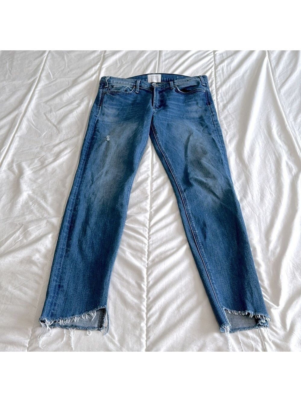 Anthropologie McGuire Denim Medium Blue Wash Raw Hem Skinny Jeans Size 29
